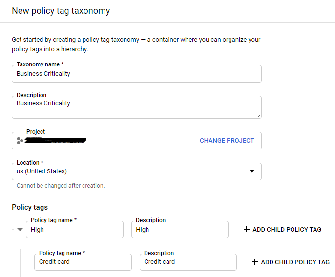 GCP Console > Data Catalog2 > Policy Tags