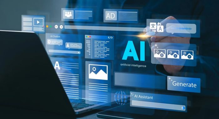 AI 챗봇, 생성형 AI 인터페이스 등 다양한 기능을 기업 환경에서 활용하는 모습을 담은 이미지로, 편의성이 높아질수록 기업 AI 보안 솔루션의 중요성도 함께 커진다는 것을 보여준다